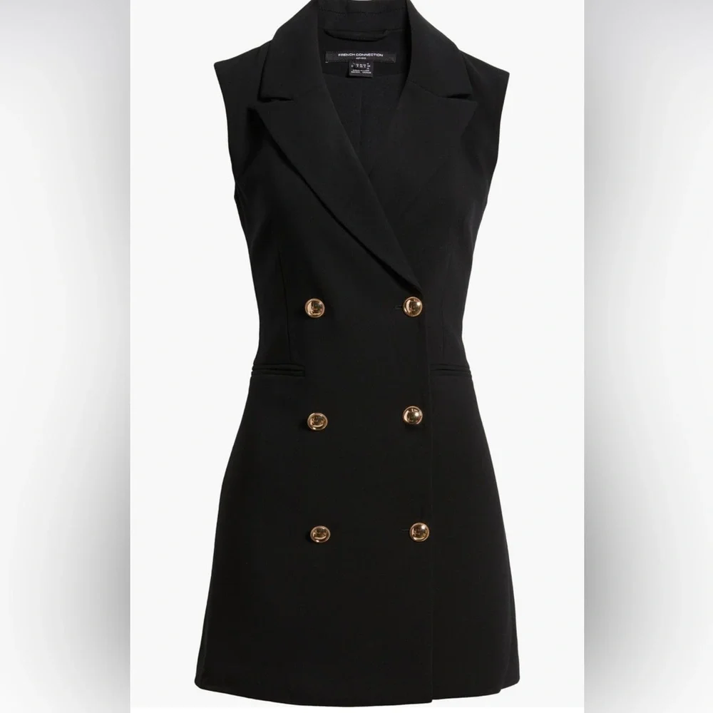 French Connection Black Whisper Sleeveless Blazer Dress XXS/2 size - Picture 3 of 7